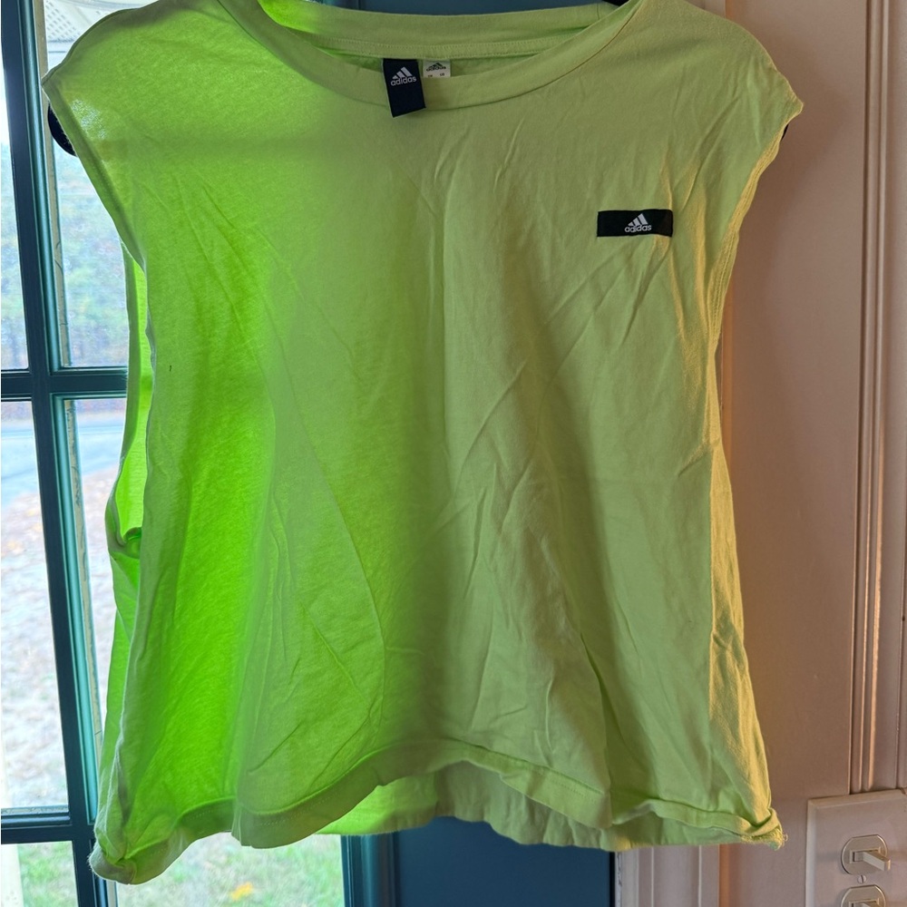 Adidas XXL Eco Vibrant Lime Green crop sleeveless workout Top